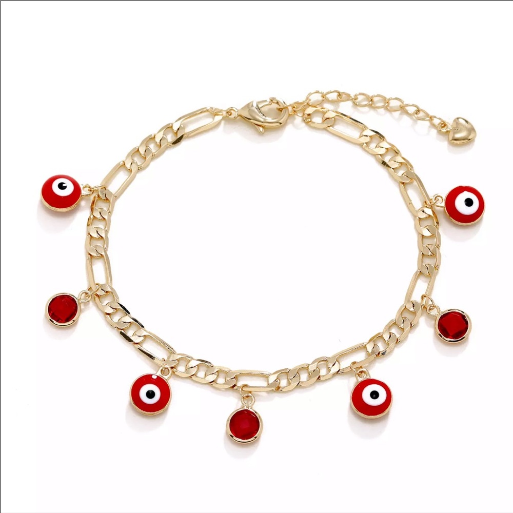 NEW 14k Red Evil Eye Bracelet